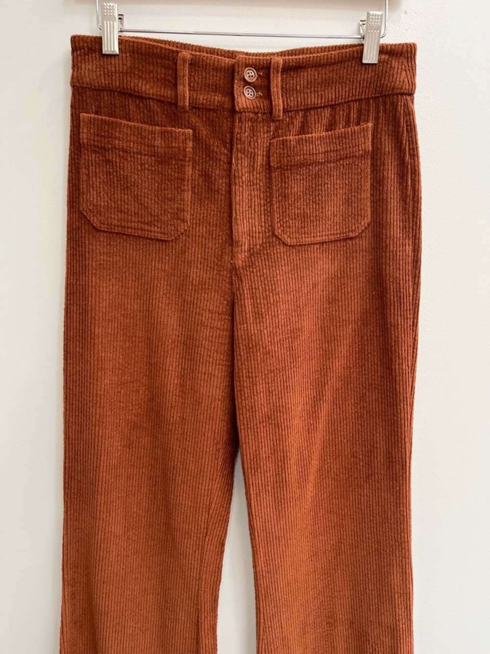 Faherty Phoebe Corduroy Flare Pants High Rise Front Patch Pocket Trousers 27 - Picture 5 of 14